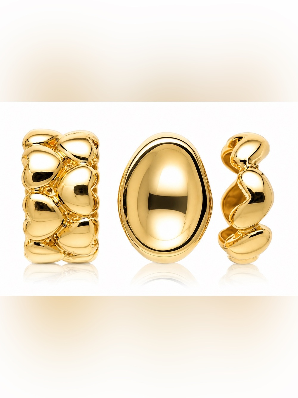 Zara Gold-Tone Oval & Sculpted Dome Rings - Women Jewelry